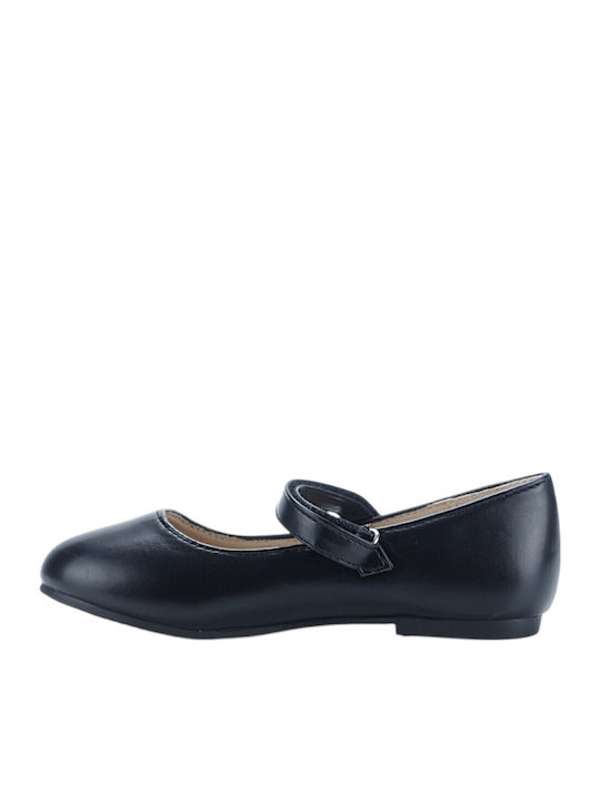 Kids Ballerinas With Hoop & Loop Closure Black