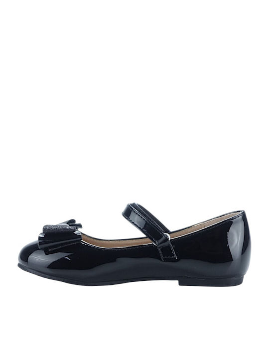 Kids Ballerinas With Hoop & Loop Closure Black