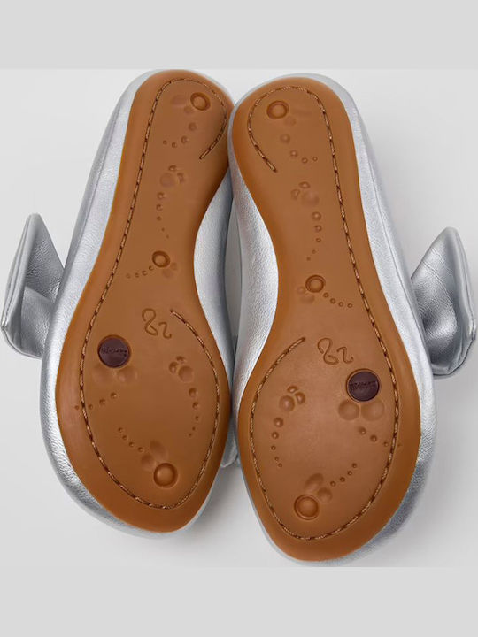 Kinder Pumps & Ballerinas mit elastischem Gurt Leder Silber