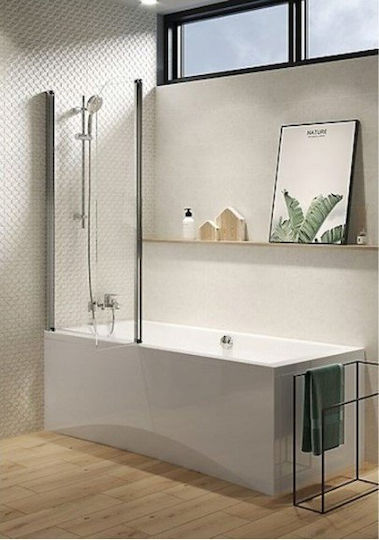 Cersanit Feste Seite Badewanne 115x140cm Klarglas Chrom