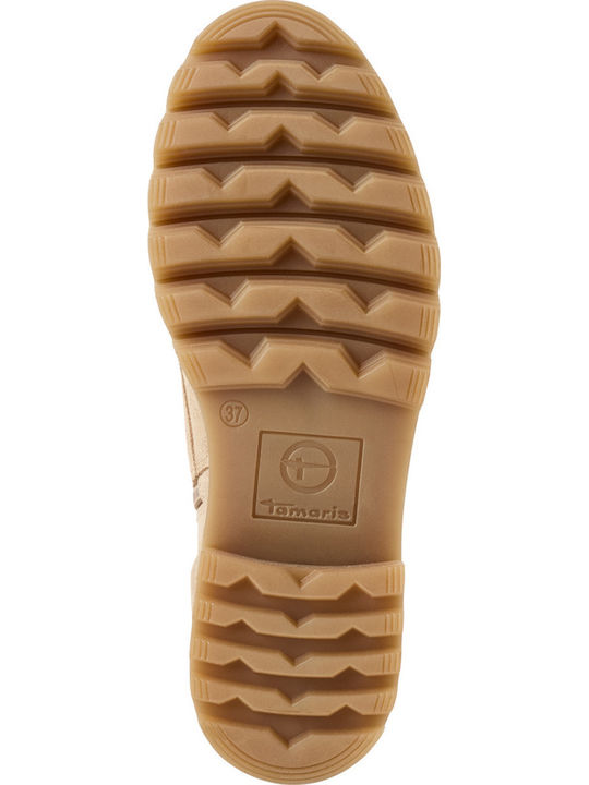 Leder Damen Stiefeletten Beige
