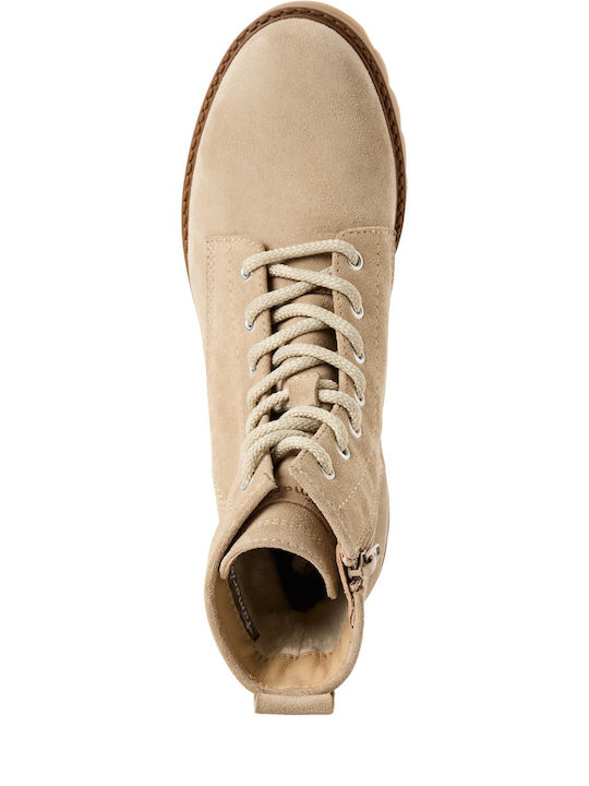 Leder Damen Stiefeletten Beige