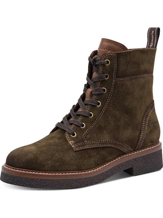 Leder Damen Stiefeletten Khaki