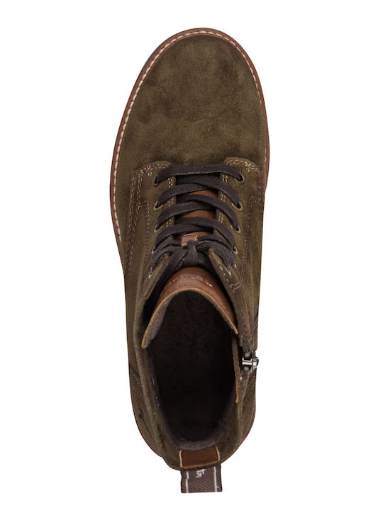 Leder Damen Stiefeletten Khaki