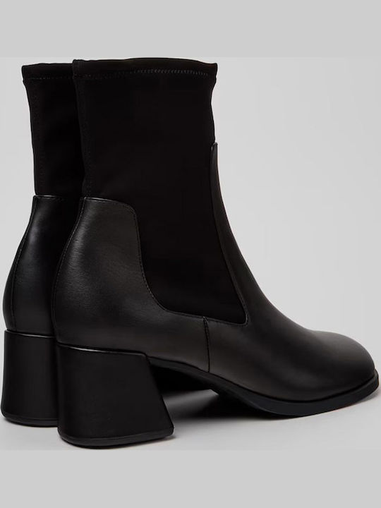 Ghete Chelsea Dama de Piele cu Toc Mediu Negre