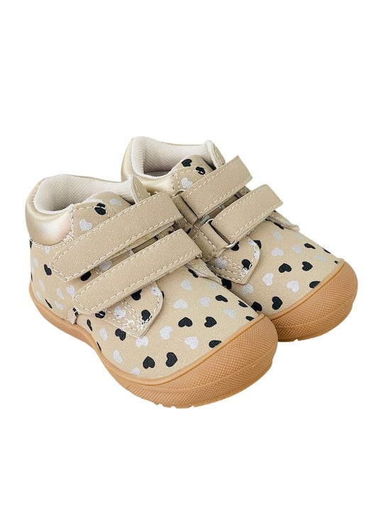 Kinder Sneaker Hoch Anatomisch mit Bügel- und Schleifenverschluss Beige
