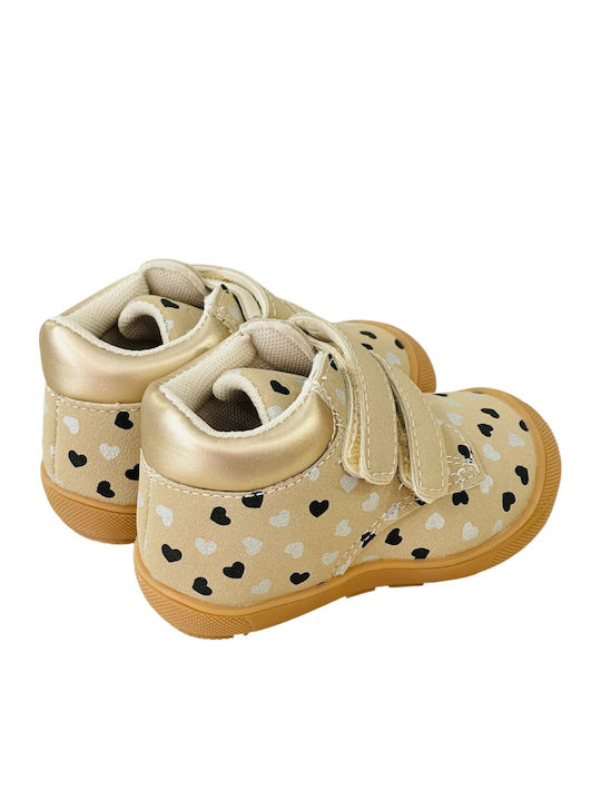 Kinder Sneaker Hoch Anatomisch mit Bügel- und Schleifenverschluss Beige