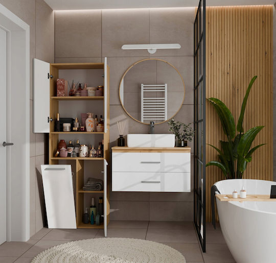 Topeshop Coloană de baie de podea M30xL30xÎ180cm Stejar