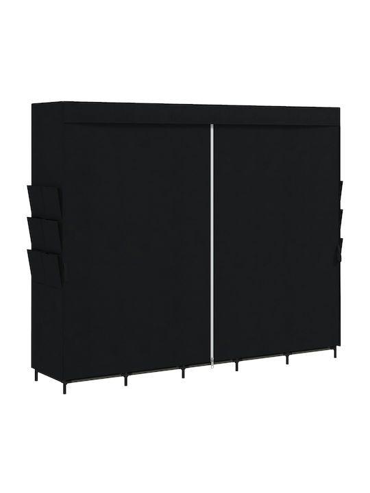 HomCom Fabric Wardrobe with Zipper and Shelves in Black Colour 212x45x167cm