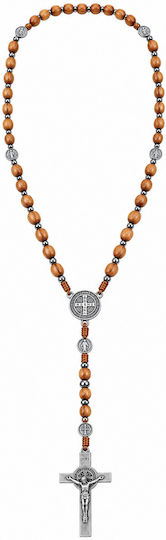 Handmade Catholic Rosary of Saint Benedict Wooden Beads 55cm