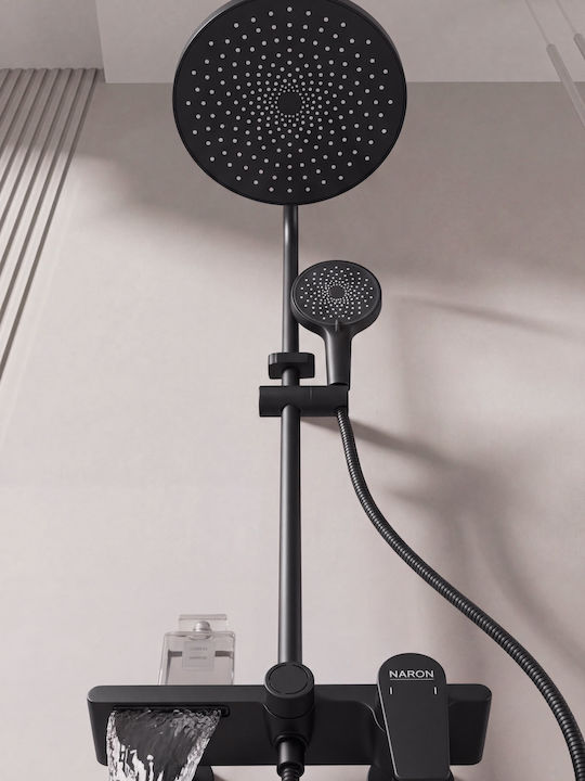 Naron Duschsäule mit Wannenbatterie Schwarze