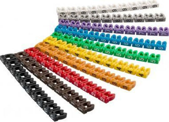 Cable Marking Clips Set Numbers 0-9 Max 4mm 100pcs Goobay