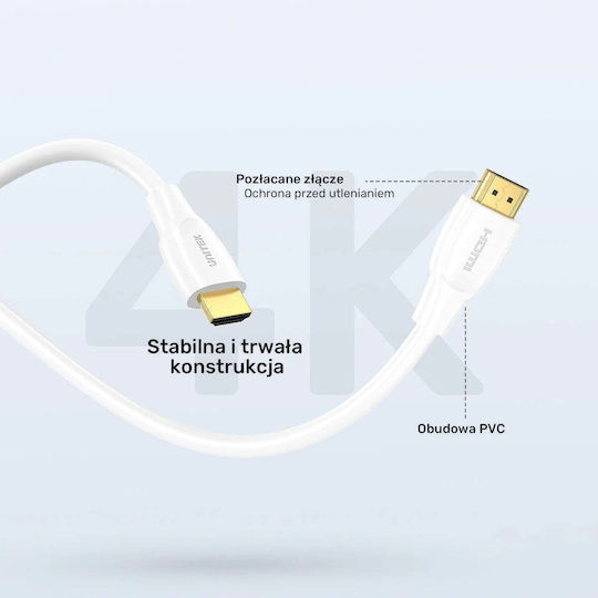 Unitek HDMI 2.1 Ultra High Speed 48Gbps 4K 120Hz HDR VRR Cable HDMI Male - HDMI Male 5m White