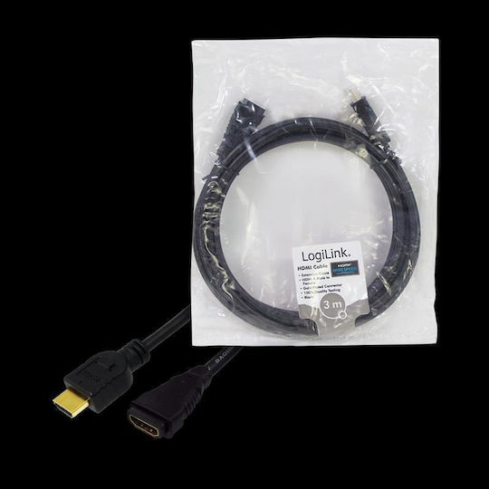 LogiLink HDMI-Stecker HDMI-Buchse 3m Schwarzes Kabel