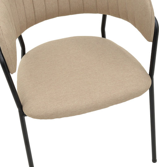 Morel Столове за трапезария Метални Бежови, Черни 2 бр 55x55x76 см