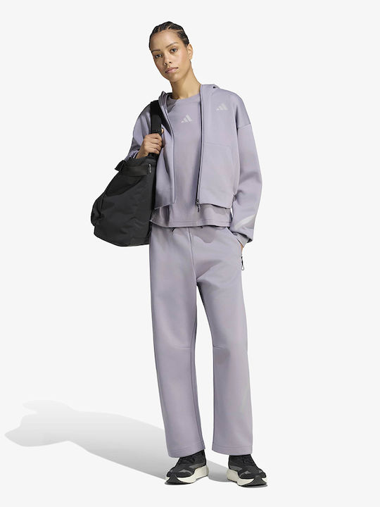 Z.n.e. Offene Saum Damen Jogginghose Lila