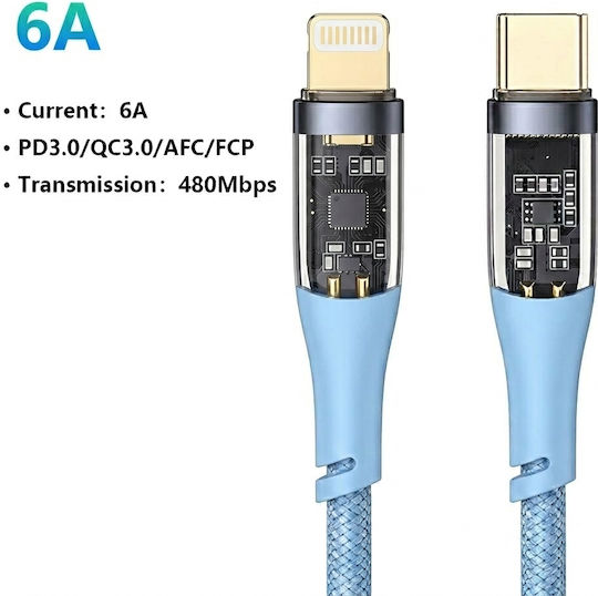 Leewello USB-C to Lightning Cable Μπλε 1m