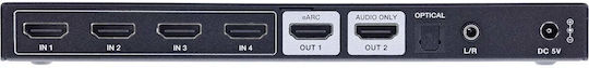 Startech Inline HDMI-Schalter – 4 Port – HDMI 2.1 – 8K@60Hz – 4K@120Hz – EARC SPDIF Jack IR Fernbedienung
