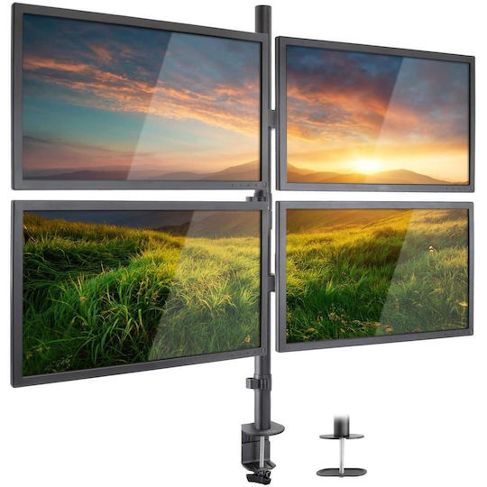 Techly Stand Desk Mounted for 4 Monitors up to 27" with Arm (ICA-LCD-382-Q)