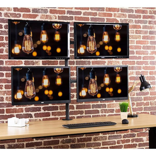 Techly Stand Desk Mounted for 4 Monitors up to 27" with Arm (ICA-LCD-382-Q)