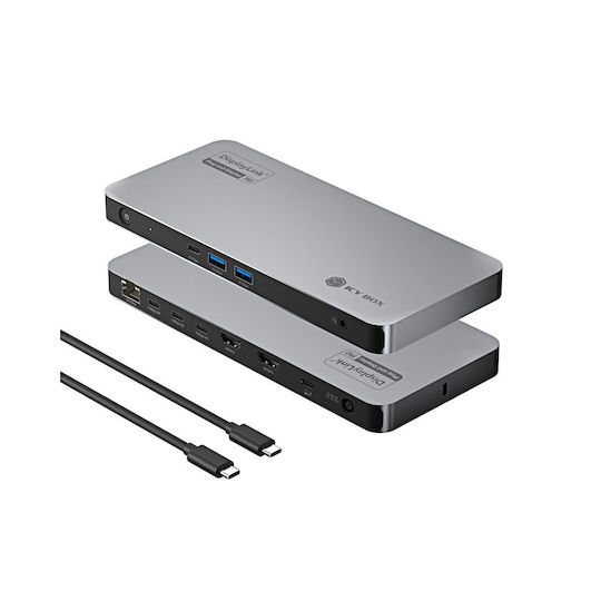 Icy Box Diamond Dock 7402 Dock / USB-C Docking Station με HDMI 4K Ethernet Μαύρο