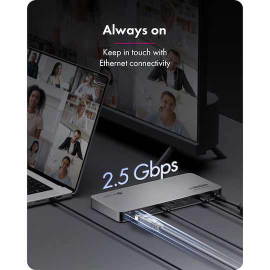 Icy Box Diamond Dock 7402 Dock / USB-C Docking Station με HDMI 4K Ethernet Μαύρο