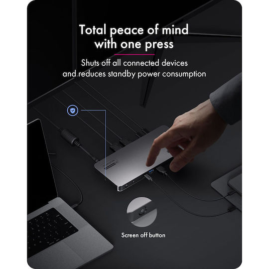 Icy Box Diamond Dock 7402 Dock / USB-C Docking Station με HDMI 4K Ethernet Μαύρο
