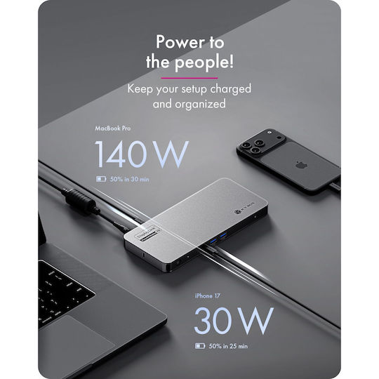 Icy Box Diamond Dock 7402 Dock / USB-C Docking Station με HDMI 4K Ethernet Μαύρο