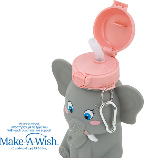 Nava We Care Kinder Trinkflasche aus Silikon mit Stroh Auslaufsicher Graue 600ml