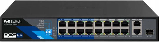 BCS BCS-B-SP1602G-1SFP L2 PoE Switch with 16 Gigabit (1Gbps) Ethernet Ports