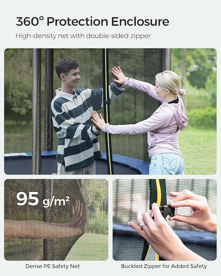 Songmics Trambulină de Exterior cu Diametrul de 183 cm, cu Plasă de Protecție și Scară, Albastră