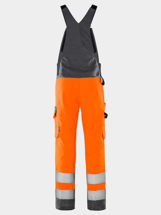 Fristads Work Coveralls with Dungarees and Reflective Tapes Grey