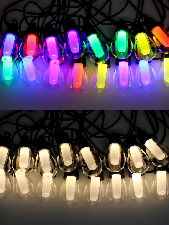 Rixme Waterproof LED Garland Lights IP44 15m with 16 RGB Lamps