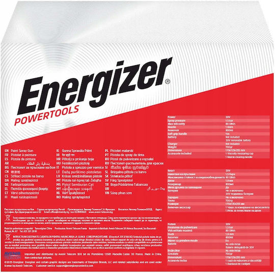 Energizer Pistol electric de vopsit 20V cu recipient de 0.8lt