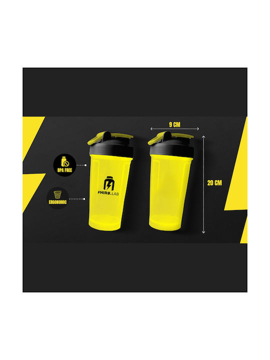 Hiro.Lab Shaker 500ml Yellow Black With Metal Mixing Ball BPA Free