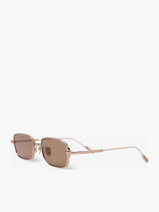 Project Product Unisex Sunglasses with Rose Gold Metallic Frame and Brown Lens