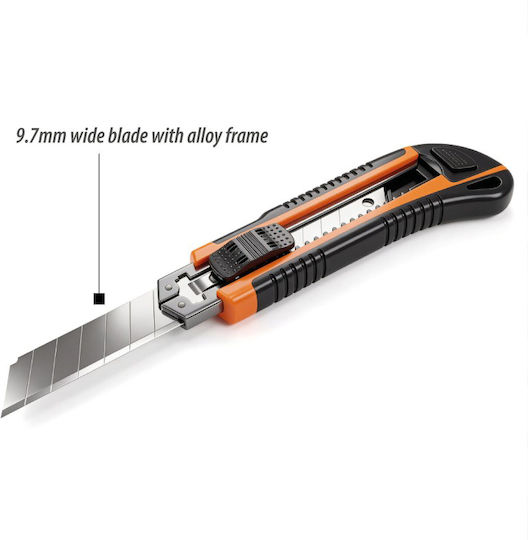 Cutter Profesional cu Lamă Retractabilă de 9,7 Mm, Corp Metalic din Aliaj de Zinc, Mâner Antiderapant, 3 Lame Preîncărcate, Pentru Tăierea Cartonului, Gips-cartonului, Lemnului și a AltTwo Materiale