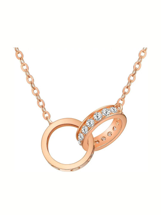 By Queen Ασημένιο Κολιέ 925 Eternal Love Rose Gold Λευκά Ζιργκόν By Queen Ασημένιο Κολιέ 925 Eternal Love Rose Gold Λευκά Ζιργκόν
