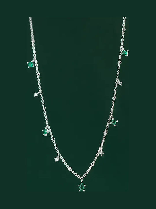 By Queen Ασημένιο Κολιέ 925 Emerald Drops Mε Πράσινα Ζιργκόν By Queen Ασημένιο Κολιέ 925 Emerald Drops Mε Πράσινα Ζιργκόν