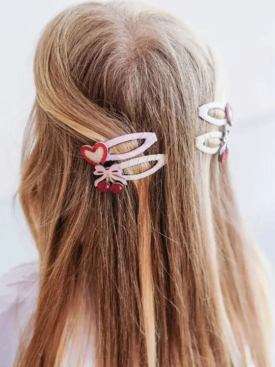 Mimi & Lula Fancy Cherries Kids Hair Clips Set with Bobby Pin / Hair Clip / Headband / Heart Rubber Band 4 Pieces