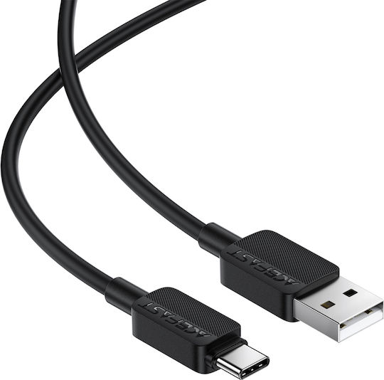 Acefast Кабел USB-C мъжки – USB-A 18 W Черен 1,2 m C26-04