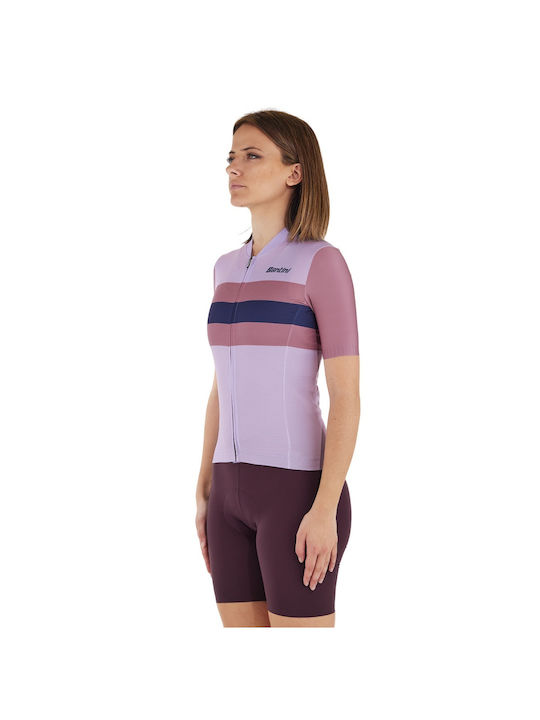Santini Tricou de Ciclism Mov cu Mâneci Scurte pentru Femei
