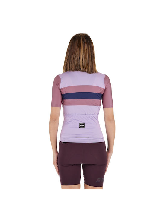 Santini Tricou de Ciclism Mov cu Mâneci Scurte pentru Femei