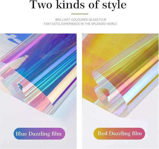 Self-adhesive Film Glass Double Glazing Uv 400 Protection Privacy Decoration Neon Holographic Chameleon Effect 60 X 200 Cm 0.1 Mm Thickness Neon Red Chameleon Original Deals