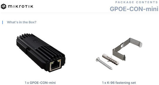 Mikrotik Gpoe-con-mini Gigabit Converer From 802.3af At 48v To 24v Passive Poe