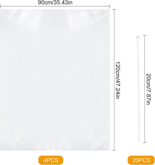 Торби за смет с висока устойчивост комплект 120x90cm 4 бр. прозрачни
