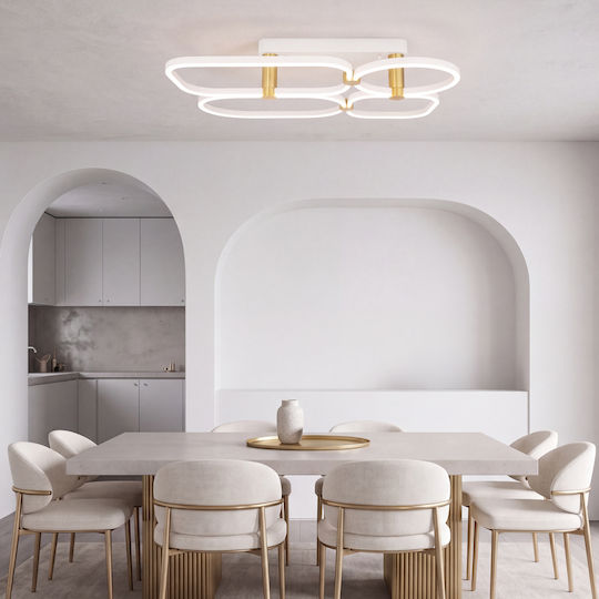 Zambelis Lights Πλαφονιέρα Οροφής 80.5εκ. Λευκή με Ενσωματωμένο LED
