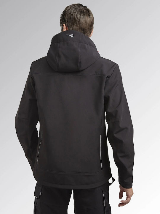 Utility Diadora Μπουφάν Εργασίας Softshell με Αποσπώμενη Κουκούλα Μαύρο