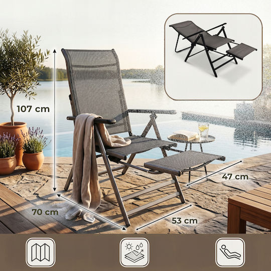 Καρέκλα Εξωτερικού Χώρου Μεταλλική Gray 53x70x107εκ.