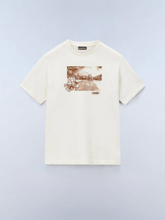 Napapijri Тениска в Цвят Offwhite